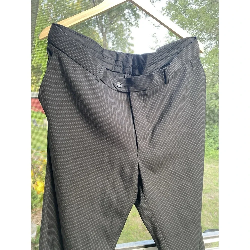 Jack Ashore Men's 39 Waist Suit Pants Black Pinstripe 27 Inch Inseam
